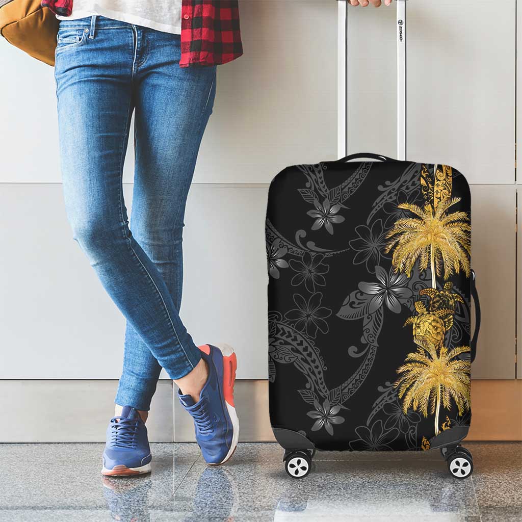 Hawaiian Honu And Surfboards Luggage Cover Gold Style - Polynesian Pride