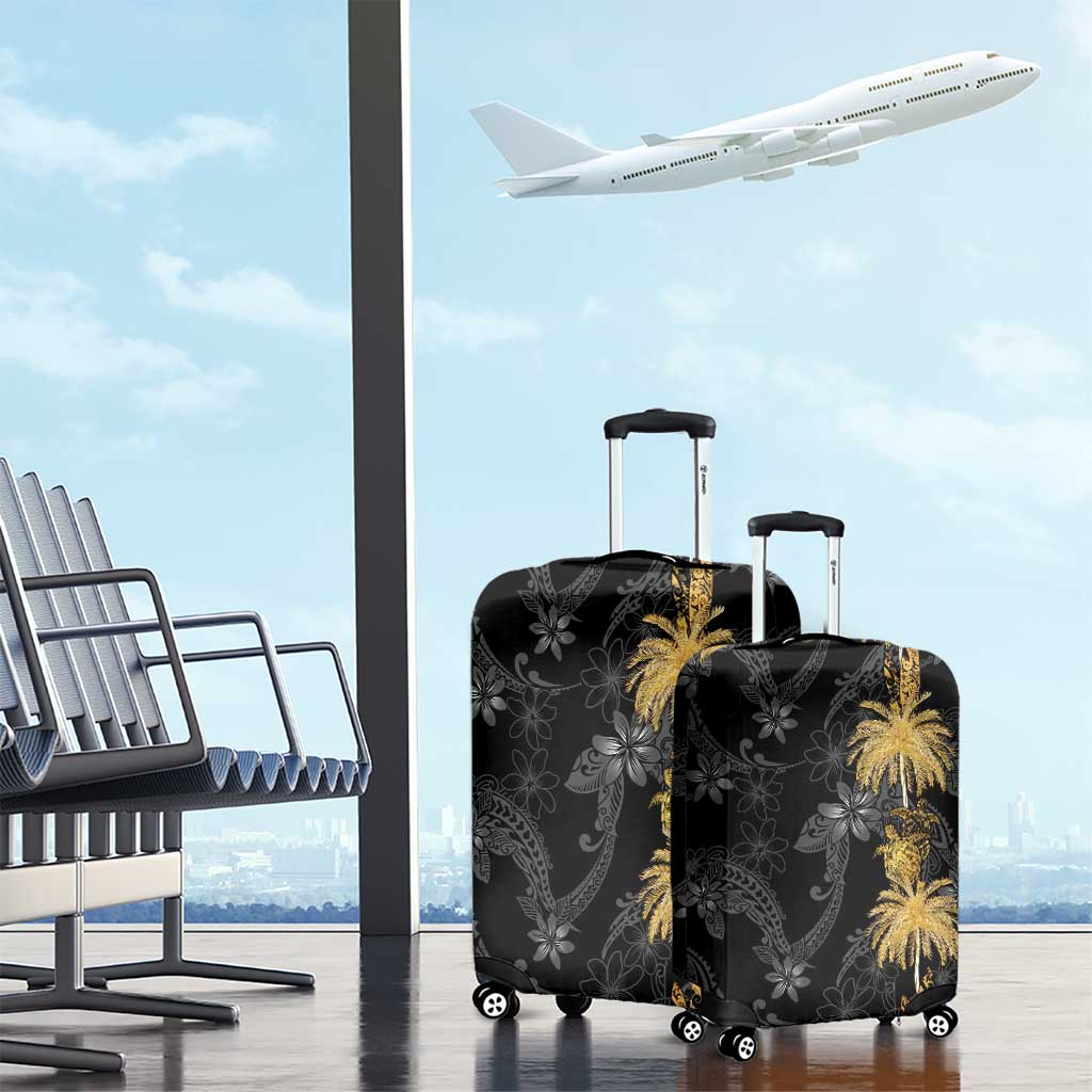 Hawaiian Honu And Surfboards Luggage Cover Gold Style - Polynesian Pride