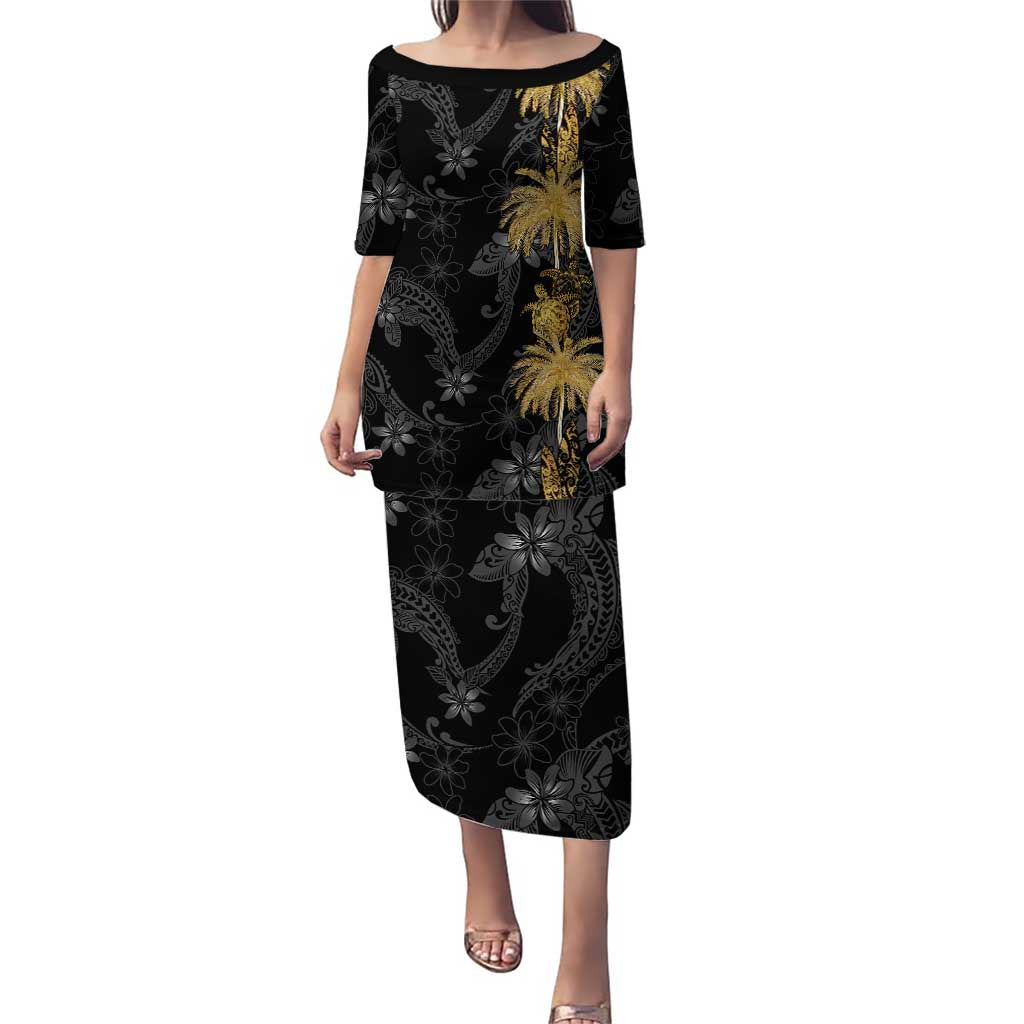 Hawaiian Honu And Surfboards Puletasi Gold Style - Polynesian Pride