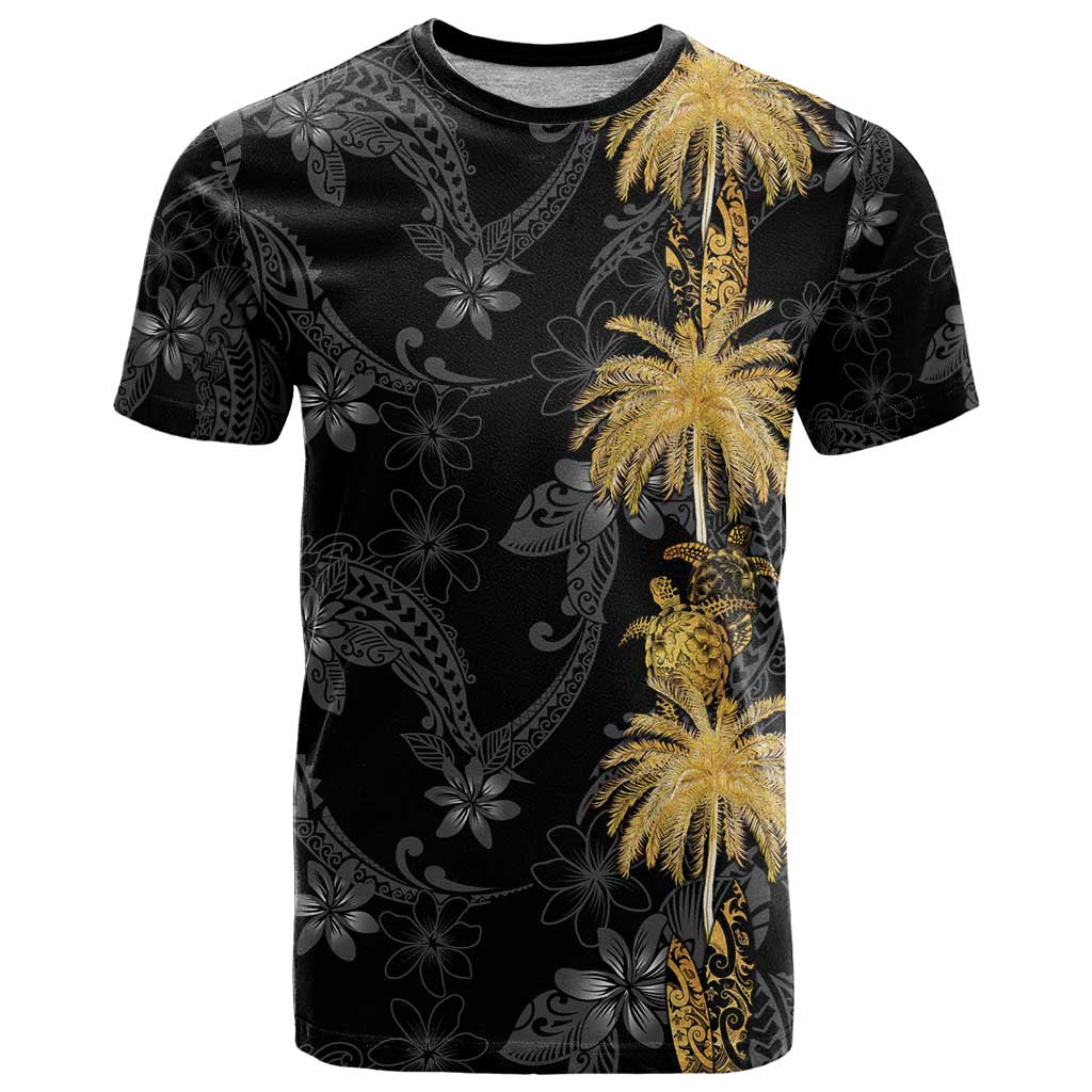 Hawaiian Honu And Surfboards T Shirt Gold Style - Polynesian Pride
