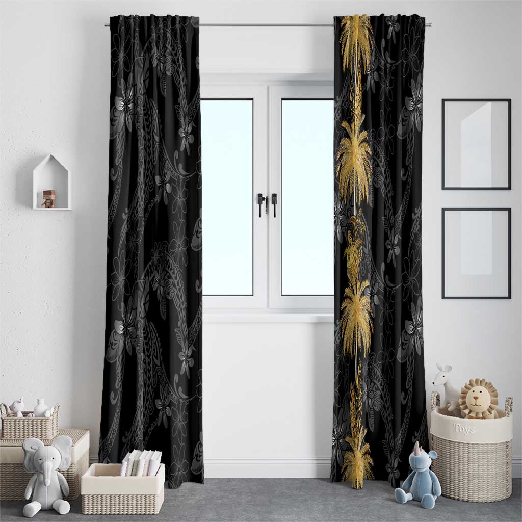 Hawaiian Honu And Surfboards Window Curtain Gold Style - Polynesian Pride