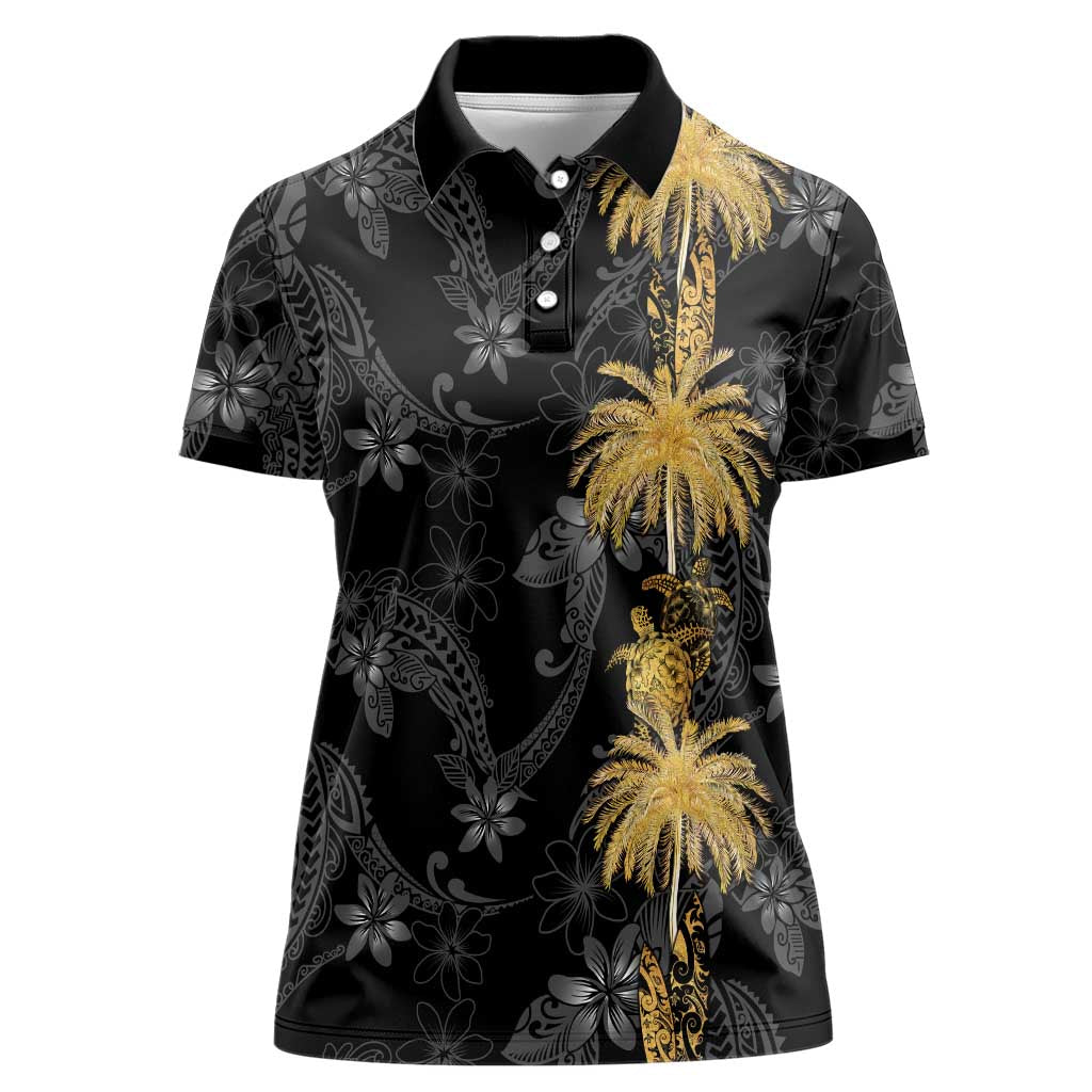Hawaiian Honu And Surfboards Women Polo Shirt Gold Style LT05 Female Gold - Polynesian Pride