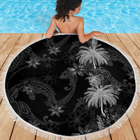 Hawaiian Honu And Surfboards Beach Blanket Silver Style - Polynesian Pride