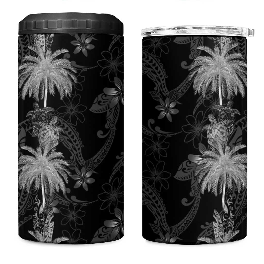 Hawaiian Honu And Surfboards 4 in 1 Can Cooler Tumbler Silver Style LT05 One Size: 16 oz Silver - Polynesian Pride