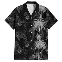 Hawaiian Honu And Surfboards Family Matching Long Sleeve Bodycon Dress and Hawaiian Shirt Silver Style LT05 Dad's Shirt - Short Sleeve Silver - Polynesian Pride