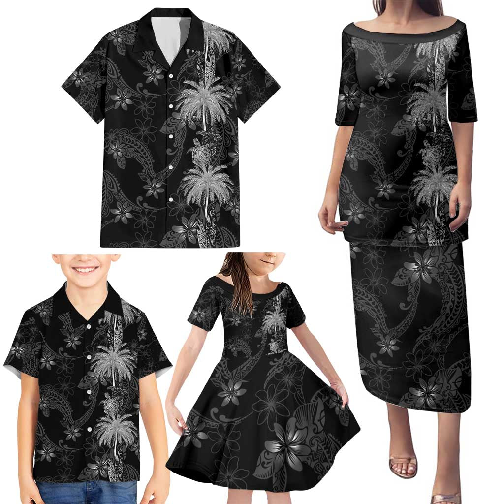 Hawaiian Honu And Surfboards Family Matching Puletasi and Hawaiian Shirt Silver Style LT05 - Polynesian Pride