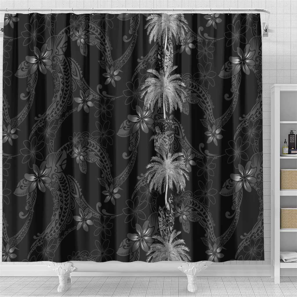 Hawaiian Honu And Surfboards Shower Curtain Silver Style - Polynesian Pride