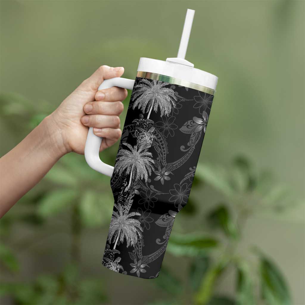 Hawaiian Honu And Surfboards Tumbler With Handle Silver Style - Polynesian Pride