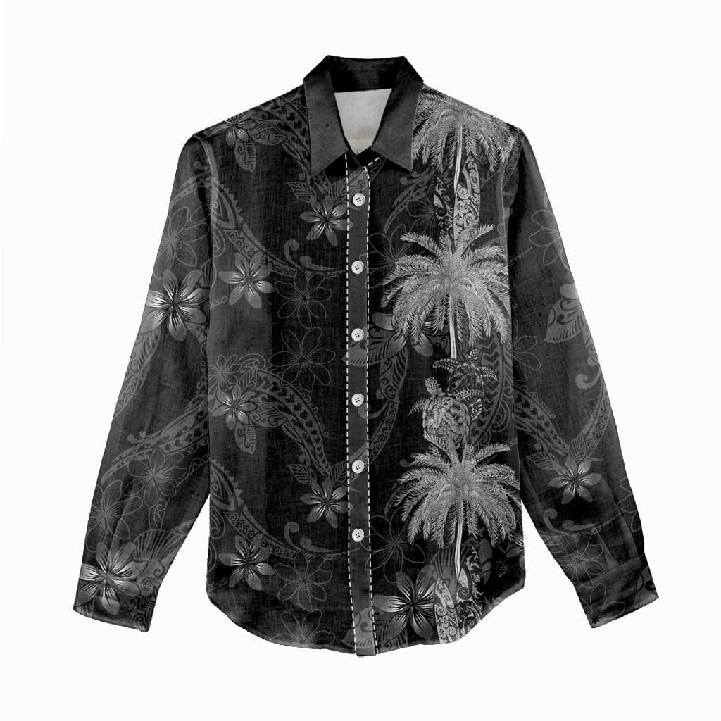 Hawaiian Honu And Surfboards Women Casual Shirt Silver Style - Polynesian Pride