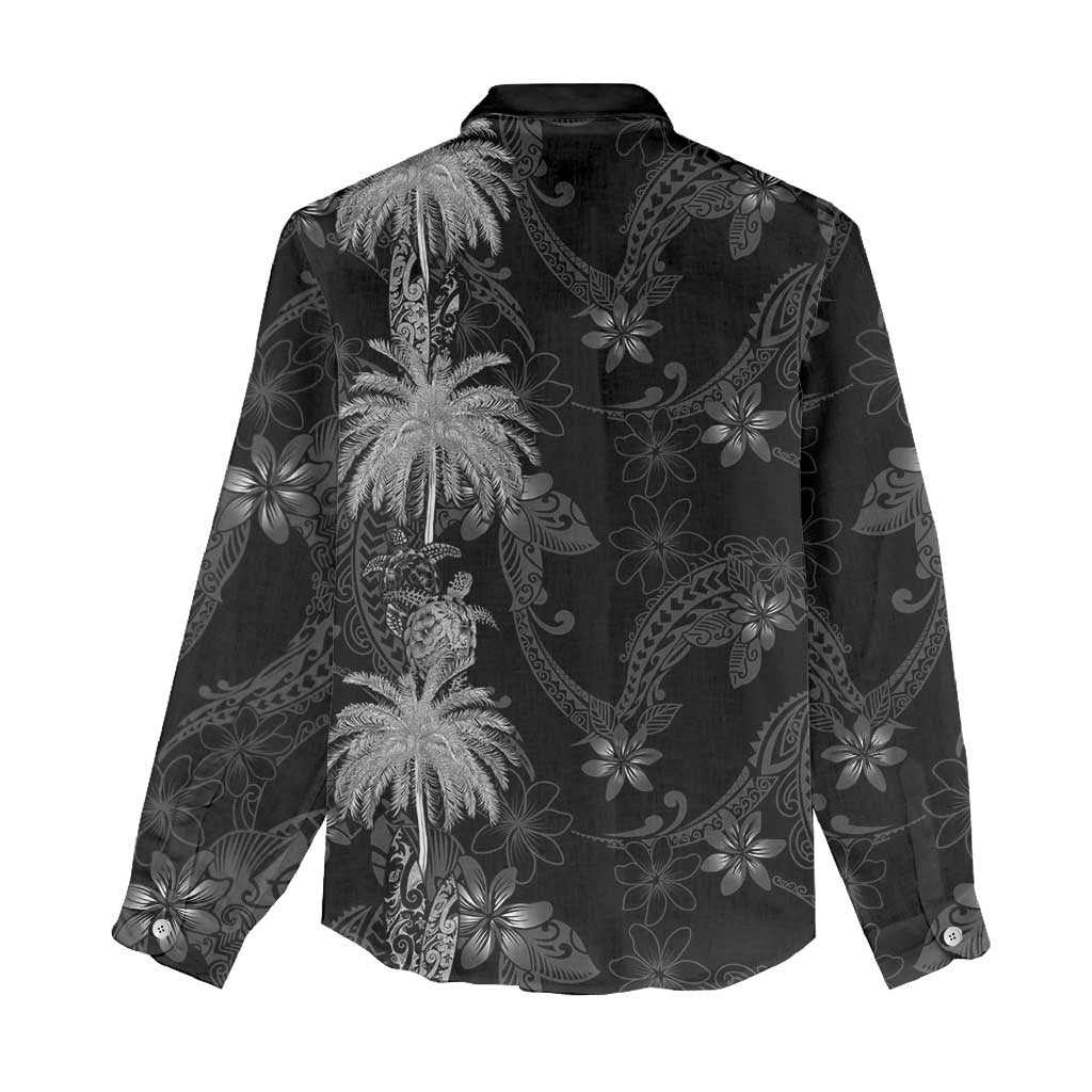 Hawaiian Honu And Surfboards Women Casual Shirt Silver Style - Polynesian Pride