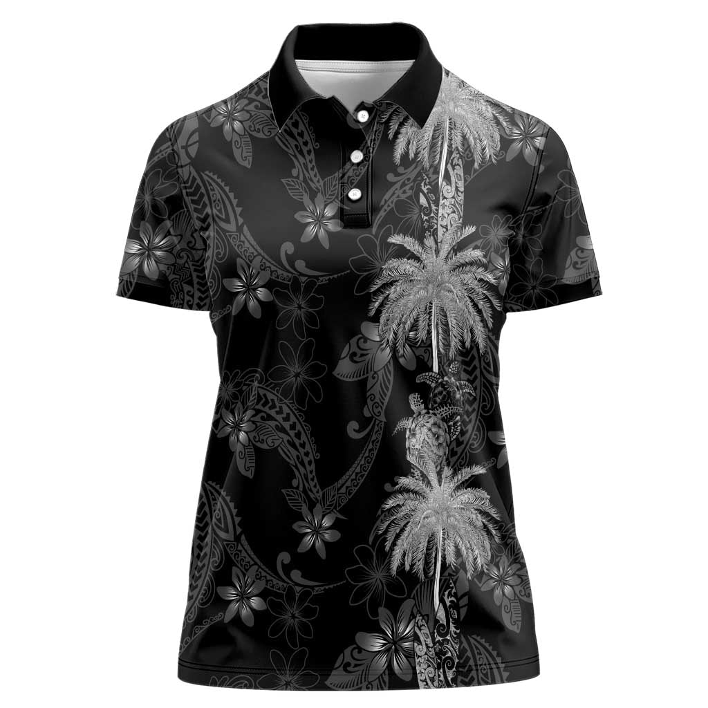 Hawaiian Honu And Surfboards Women Polo Shirt Silver Style LT05 Female Silver - Polynesian Pride