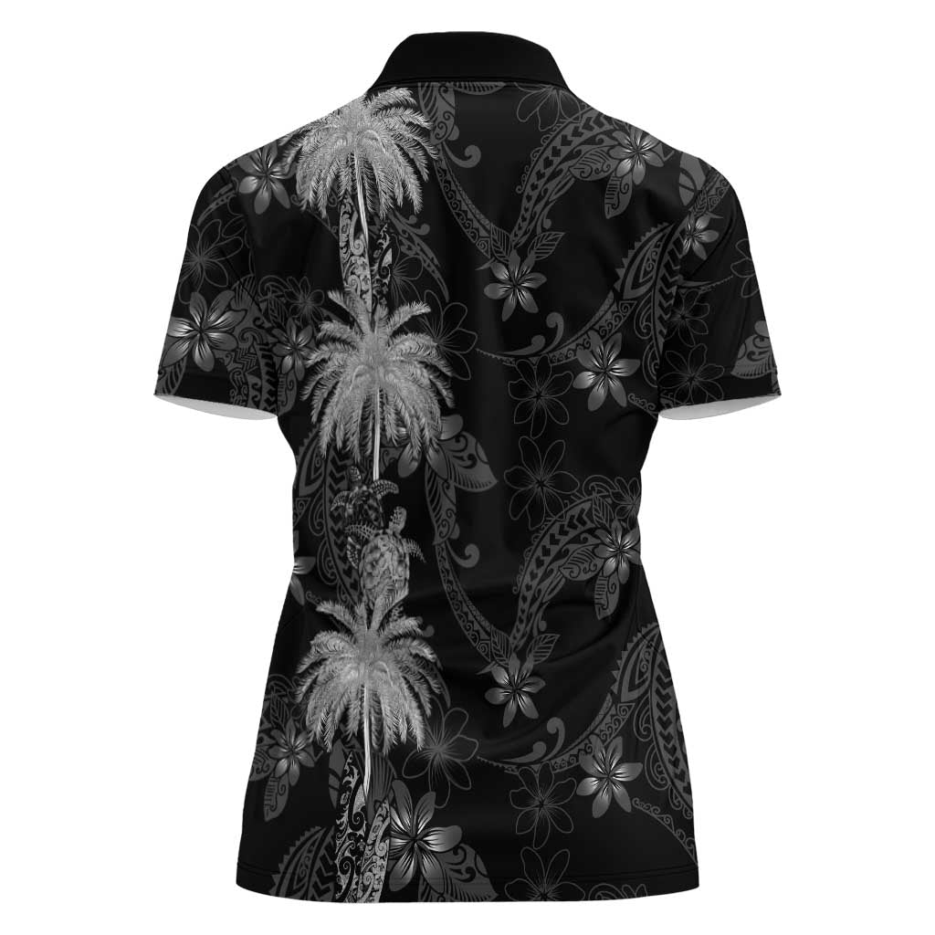 Hawaiian Honu And Surfboards Women Polo Shirt Silver Style LT05 - Polynesian Pride