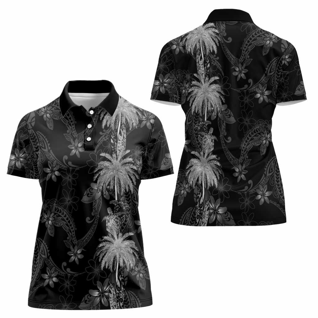 Hawaiian Honu And Surfboards Women Polo Shirt Silver Style LT05 - Polynesian Pride