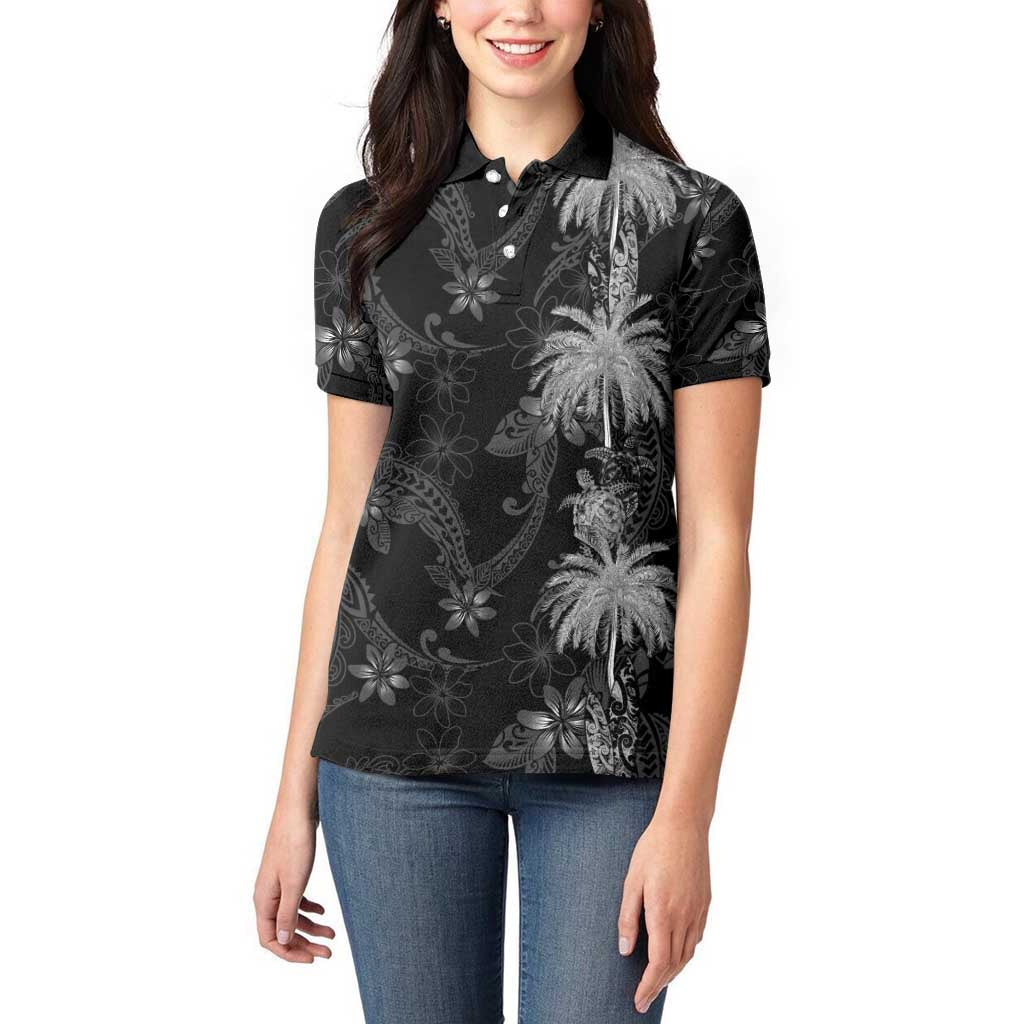 Hawaiian Honu And Surfboards Women Polo Shirt Silver Style LT05 - Polynesian Pride