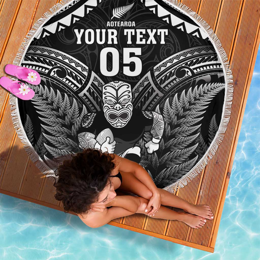 Custom New Zealand Maori Tiki Rugby Beach Blanket Go Aotearoa Maori Pattern LT05 - Polynesian Pride