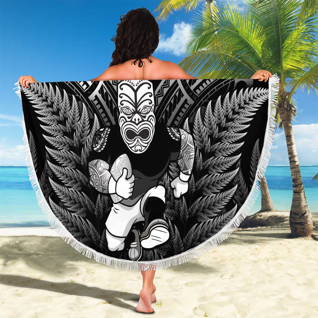 Custom New Zealand Maori Tiki Rugby Beach Blanket Go Aotearoa Maori Pattern LT05 - Polynesian Pride