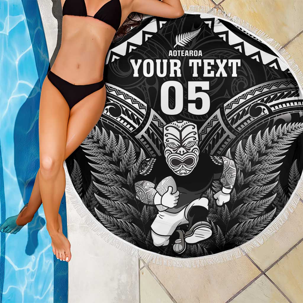 Custom New Zealand Maori Tiki Rugby Beach Blanket Go Aotearoa Maori Pattern LT05 - Polynesian Pride