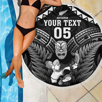 Custom New Zealand Maori Tiki Rugby Beach Blanket Go Aotearoa Maori Pattern LT05 - Polynesian Pride