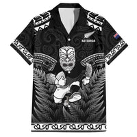 Custom New Zealand Maori Tiki Rugby Family Matching Long Sleeve Bodycon Dress and Hawaiian Shirt Go Aotearoa Maori Pattern LT05 Dad's Shirt - Short Sleeve Black - Polynesian Pride