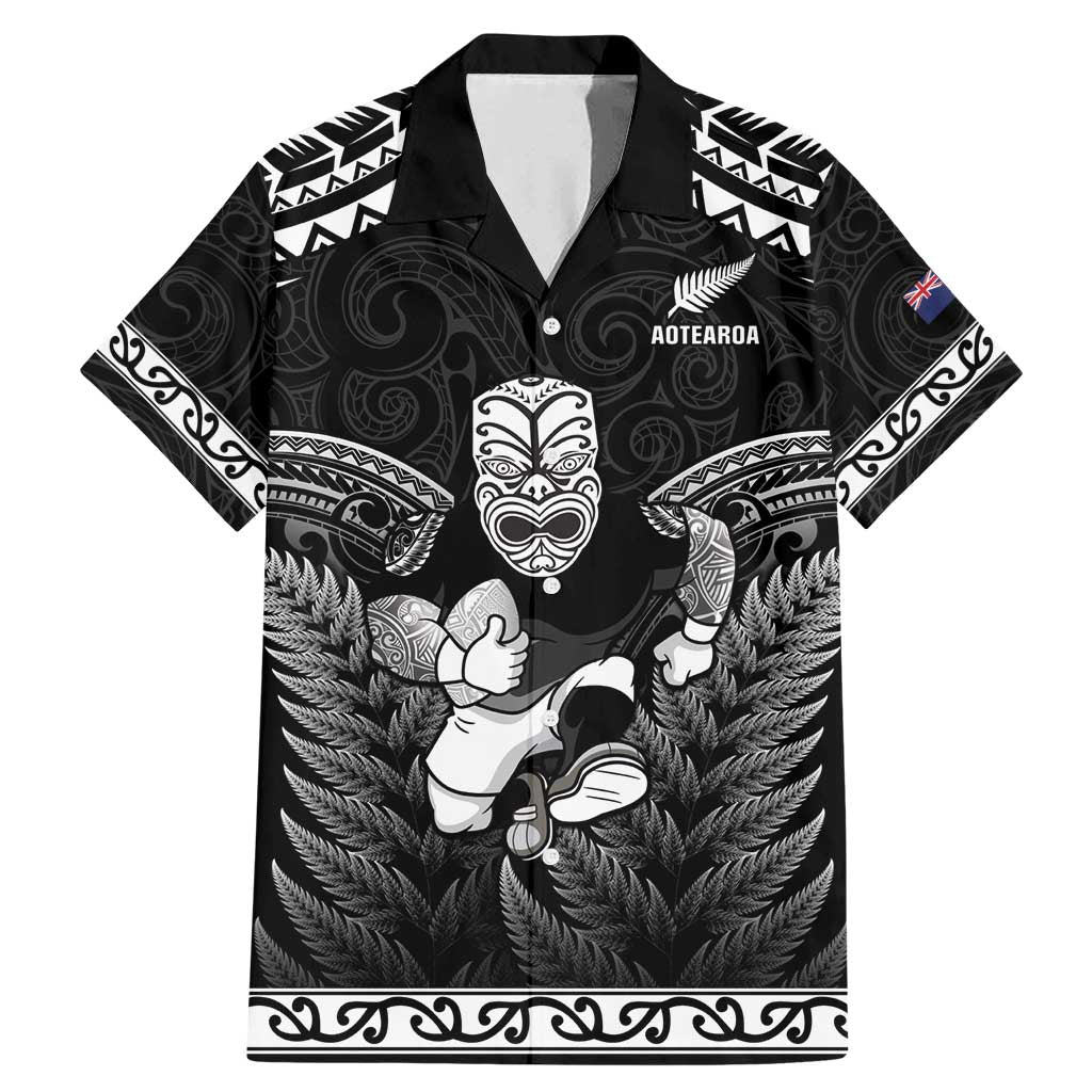 Custom New Zealand Maori Tiki Rugby Family Matching Mermaid Dress and Hawaiian Shirt Go Aotearoa Maori Pattern LT05 Dad's Shirt - Short Sleeve Black - Polynesian Pride