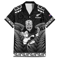 Custom New Zealand Maori Tiki Rugby Family Matching Tank Maxi Dress and Hawaiian Shirt Go Aotearoa Maori Pattern LT05 Dad's Shirt - Short Sleeve Black - Polynesian Pride