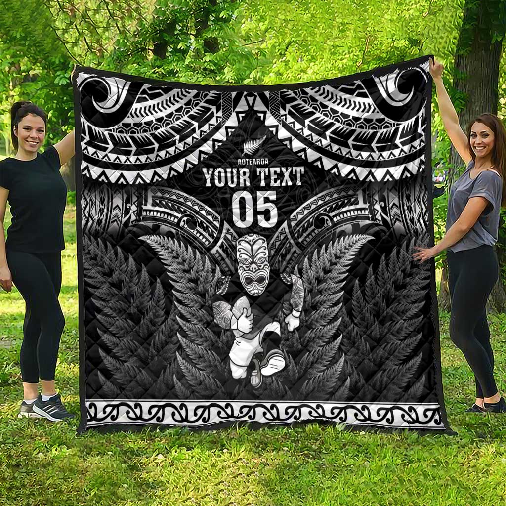 Custom New Zealand Maori Tiki Rugby Quilt Go Aotearoa Maori Pattern LT05 - Polynesian Pride