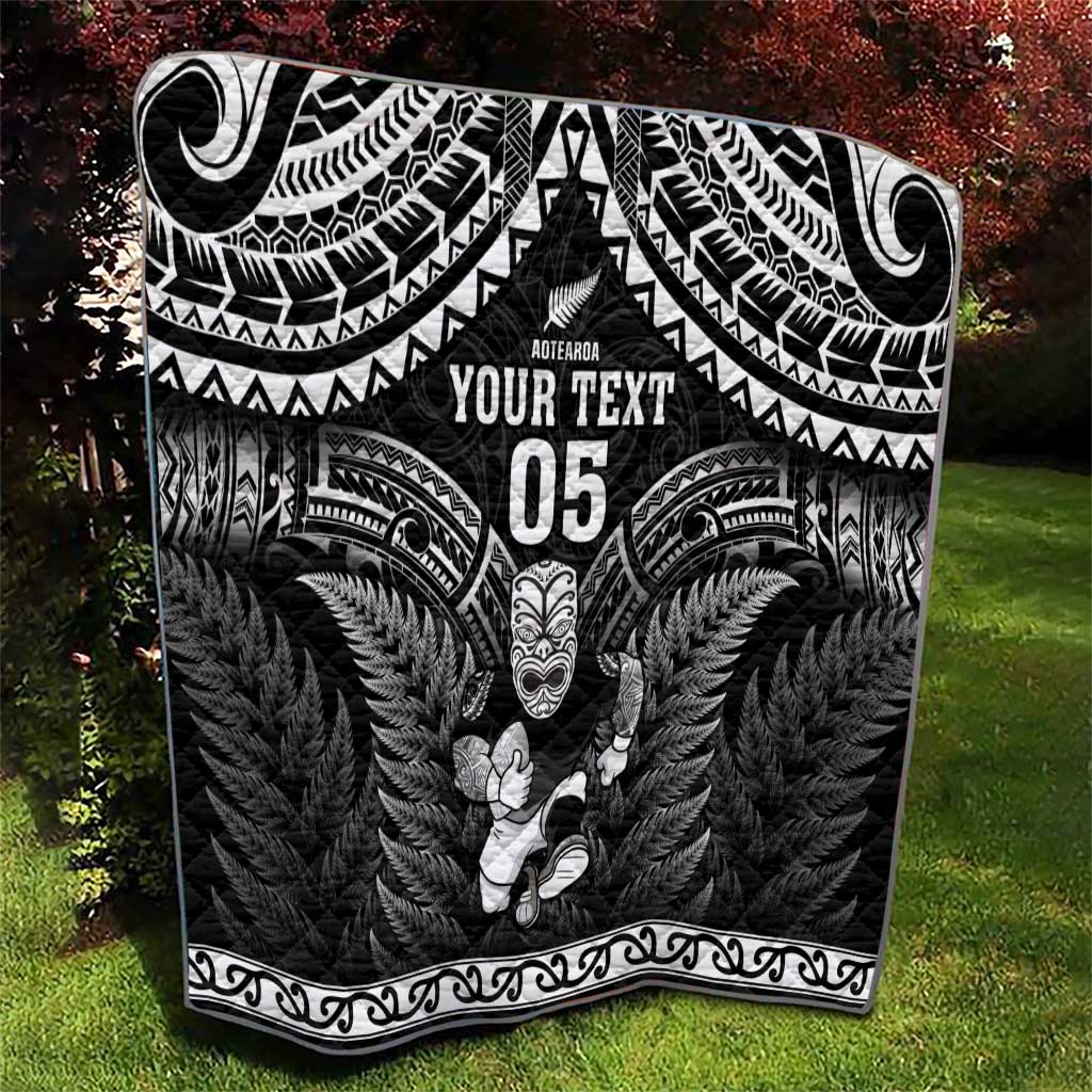 Custom New Zealand Maori Tiki Rugby Quilt Go Aotearoa Maori Pattern LT05 - Polynesian Pride