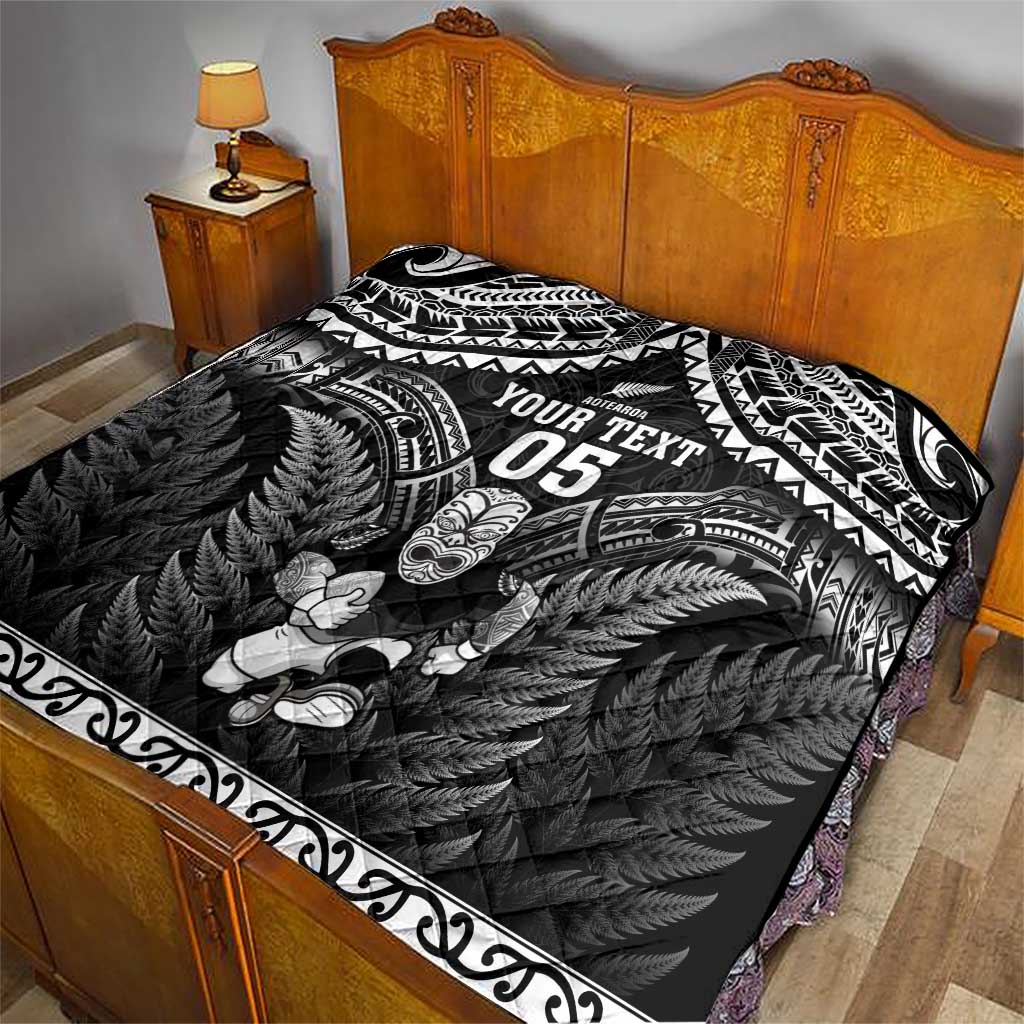 Custom New Zealand Maori Tiki Rugby Quilt Go Aotearoa Maori Pattern LT05 - Polynesian Pride