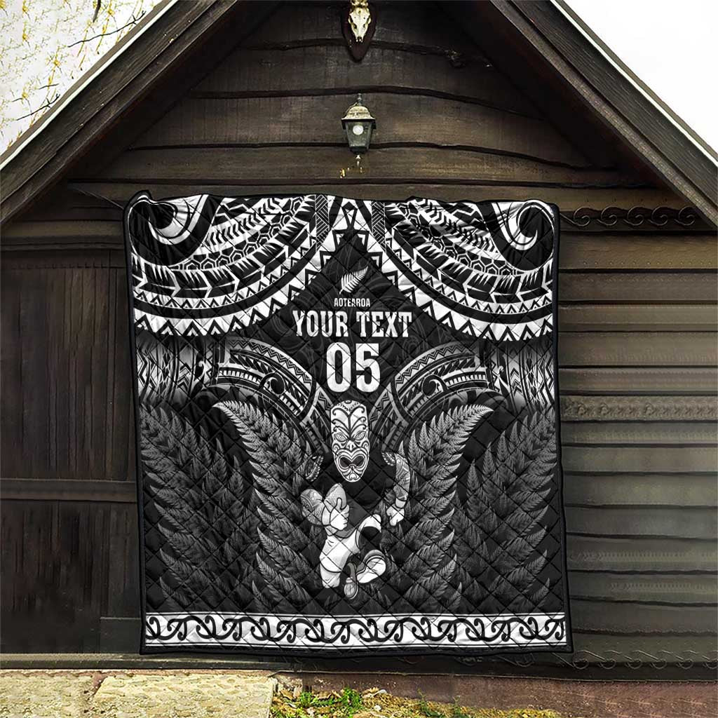 Custom New Zealand Maori Tiki Rugby Quilt Go Aotearoa Maori Pattern LT05 - Polynesian Pride