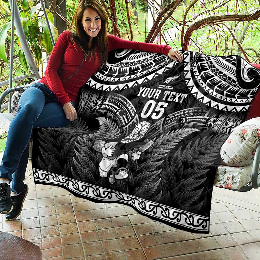 Custom New Zealand Maori Tiki Rugby Quilt Go Aotearoa Maori Pattern LT05 - Polynesian Pride