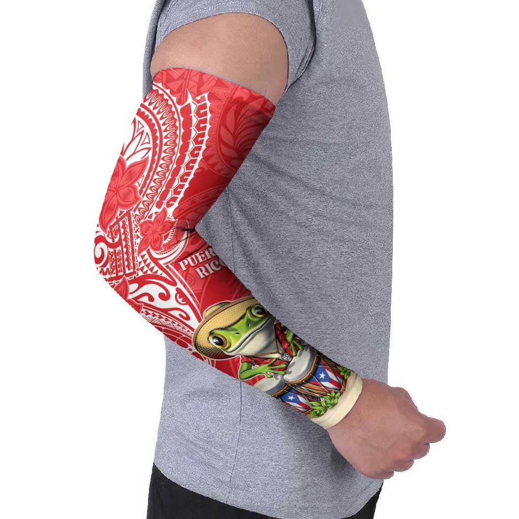 Puerto Rico Arm Sleeves Coqui Frog With Polynesian Pattern - Polynesian Pride