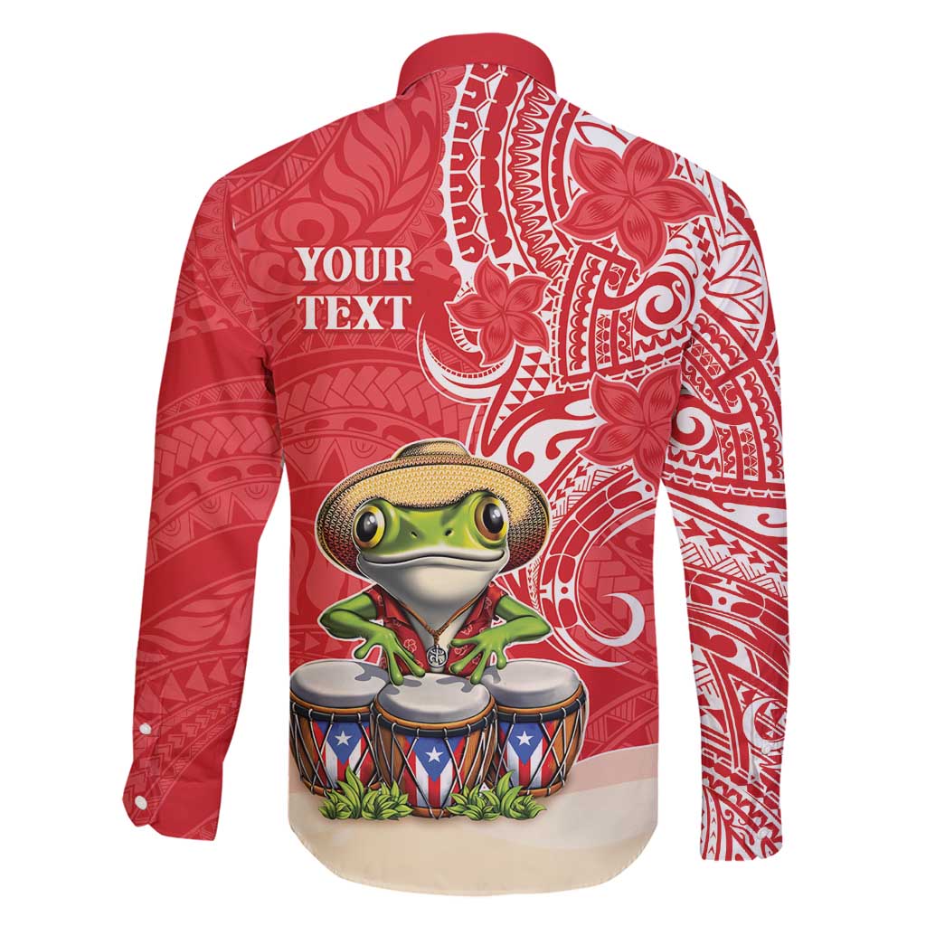 Personalized Puerto Rico Family Matching Long Sleeve Bodycon Dress and Hawaiian Shirt Coqui Frog With Polynesian Pattern - Polynesian Pride