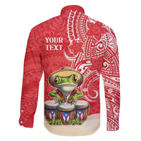 Personalized Puerto Rico Family Matching Off The Shoulder Long Sleeve Dress and Hawaiian Shirt Coqui Frog With Polynesian Pattern - Polynesian Pride