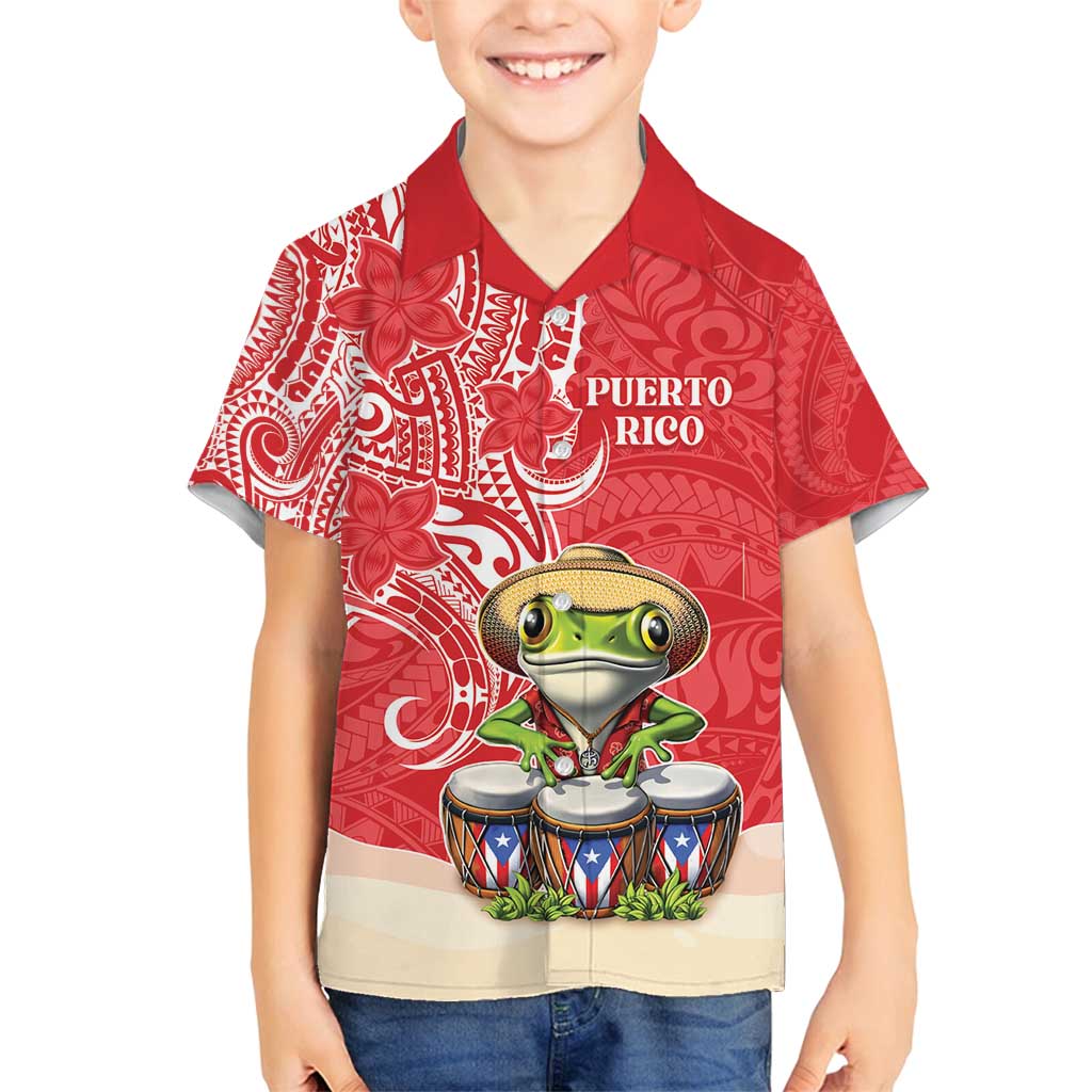 Personalized Puerto Rico Family Matching Off Shoulder Maxi Dress and Hawaiian Shirt Coqui Frog With Polynesian Pattern - Polynesian Pride