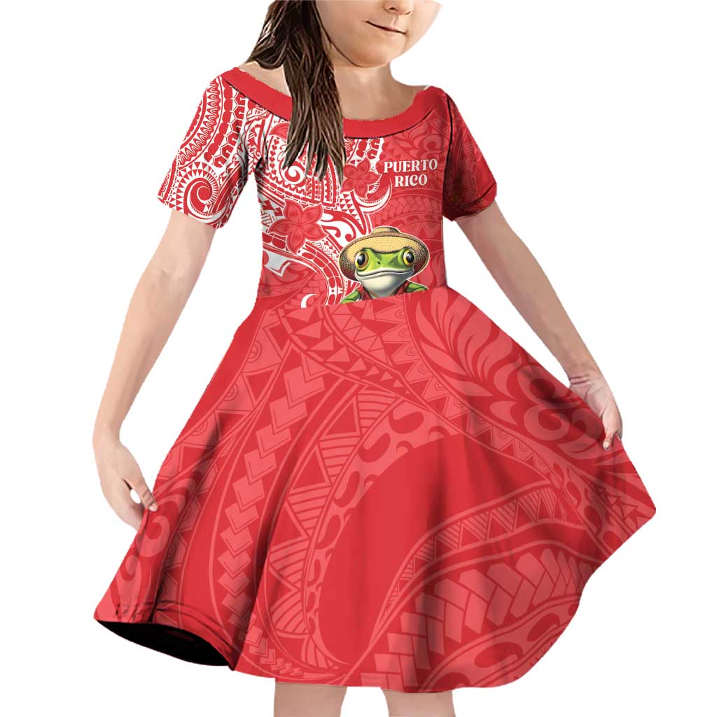 Personalized Puerto Rico Family Matching Off Shoulder Short Dress and Hawaiian Shirt Coqui Frog With Polynesian Pattern - Polynesian Pride