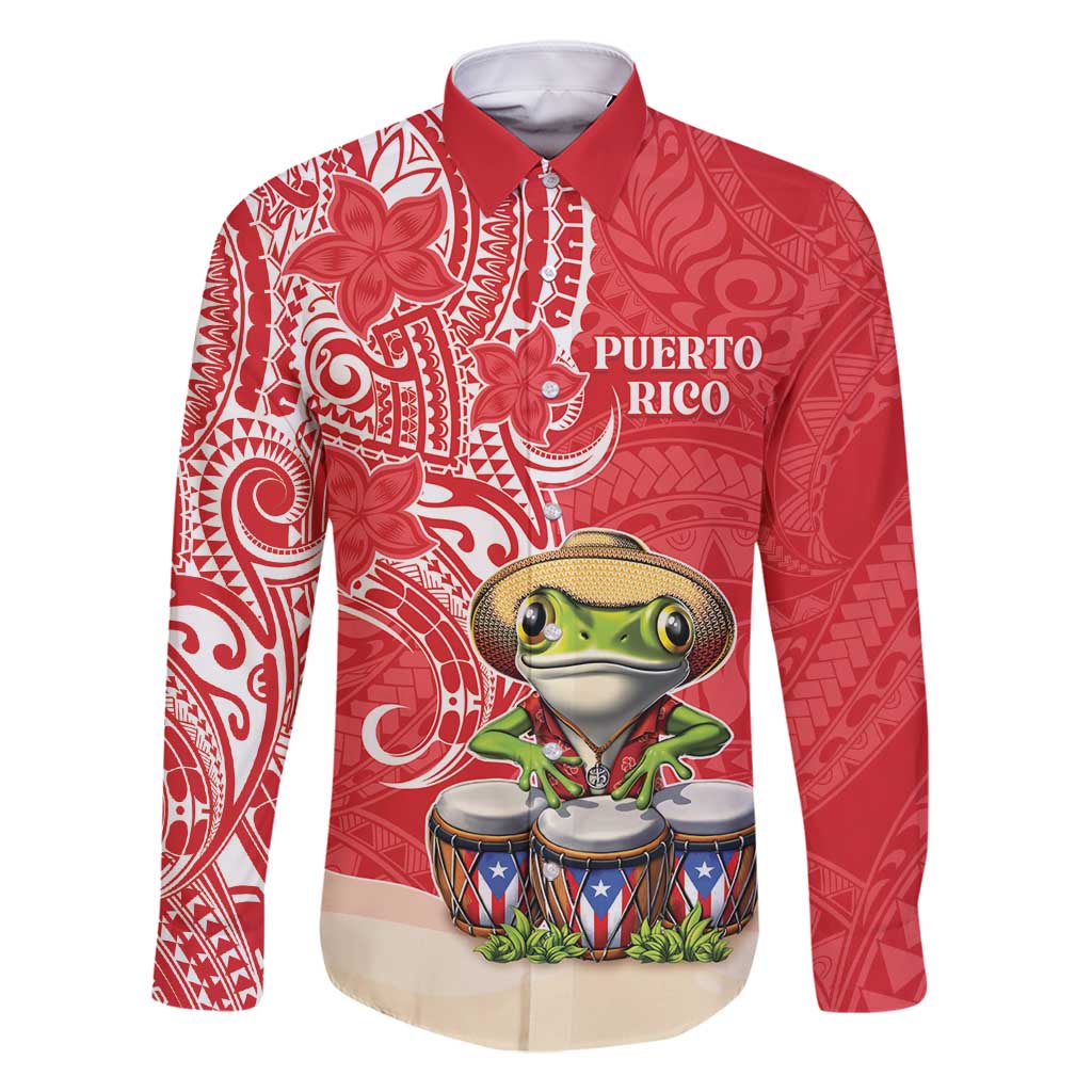 Personalized Puerto Rico Family Matching Tank Maxi Dress and Hawaiian Shirt Coqui Frog With Polynesian Pattern - Polynesian Pride