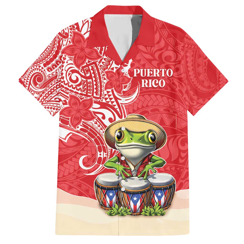 Personalized Puerto Rico Hawaiian Shirt Coqui Frog With Polynesian Pattern - Polynesian Pride