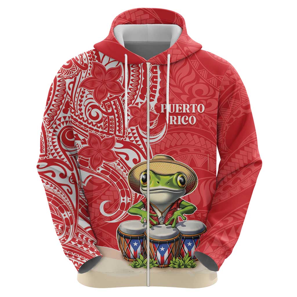 Personalized Puerto Rico Hoodie Coqui Frog With Polynesian Pattern - Polynesian Pride