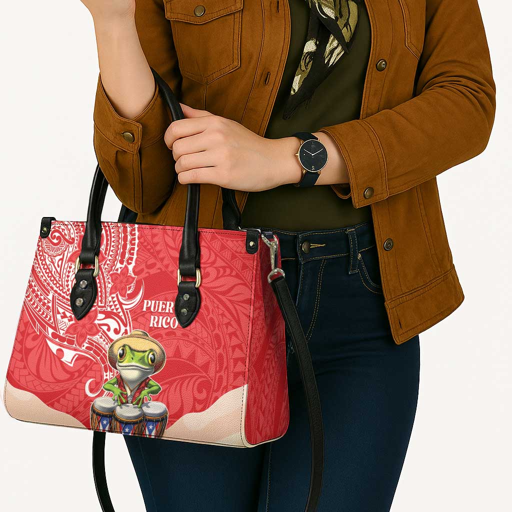 Puerto Rico Leather Bag Coqui Frog With Polynesian Pattern - Polynesian Pride
