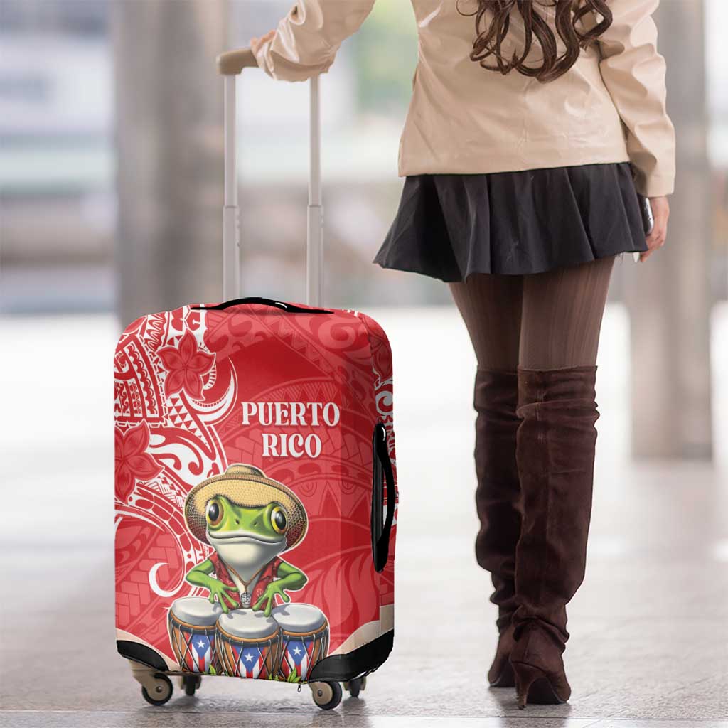 Puerto Rico Luggage Cover Coqui Frog With Polynesian Pattern - Polynesian Pride
