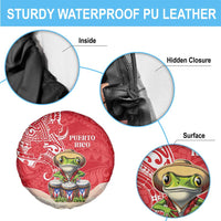 Puerto Rico Spare Tire Cover Coqui Frog With Polynesian Pattern - Polynesian Pride