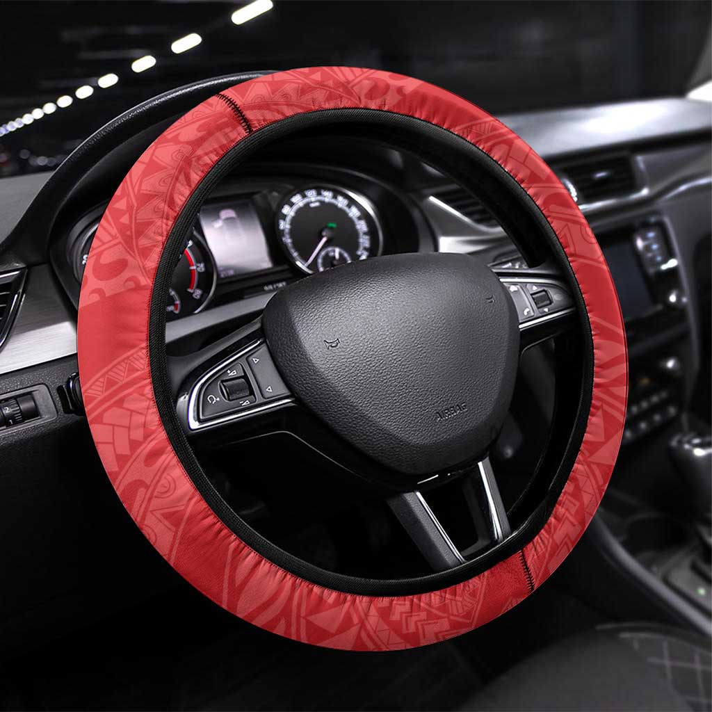 Puerto Rico Steering Wheel Cover Coqui Frog With Polynesian Pattern - Polynesian Pride