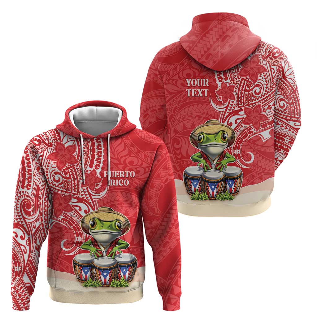 Personalized Puerto Rico Zip Hoodie Coqui Frog With Polynesian Pattern - Polynesian Pride