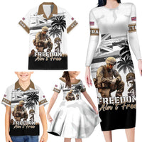 Hawaii Veterans Day Family Matching Long Sleeve Bodycon Dress and Hawaiian Shirt Honor The Fallen Flag Grunge Style LT05 - Polynesian Pride
