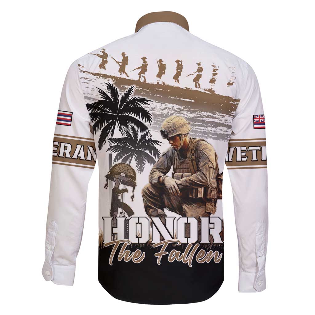 Hawaii Veterans Day Family Matching Long Sleeve Bodycon Dress and Hawaiian Shirt Honor The Fallen Flag Grunge Style LT05 - Polynesian Pride
