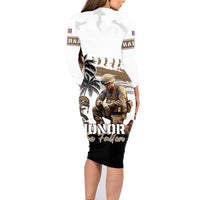 Hawaii Veterans Day Family Matching Long Sleeve Bodycon Dress and Hawaiian Shirt Honor The Fallen Flag Grunge Style LT05 - Polynesian Pride