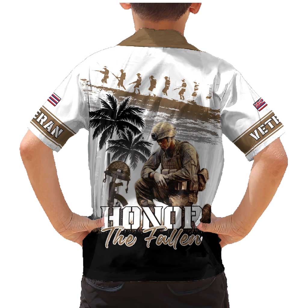 Hawaii Veterans Day Family Matching Mermaid Dress and Hawaiian Shirt Honor The Fallen Flag Grunge Style LT05 - Polynesian Pride