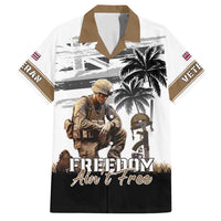 Hawaii Veterans Day Family Matching Off Shoulder Maxi Dress and Hawaiian Shirt Honor The Fallen Flag Grunge Style LT05 Dad's Shirt - Short Sleeve White - Polynesian Pride