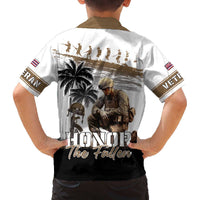 Hawaii Veterans Day Family Matching Off Shoulder Short Dress and Hawaiian Shirt Honor The Fallen Flag Grunge Style LT05 - Polynesian Pride