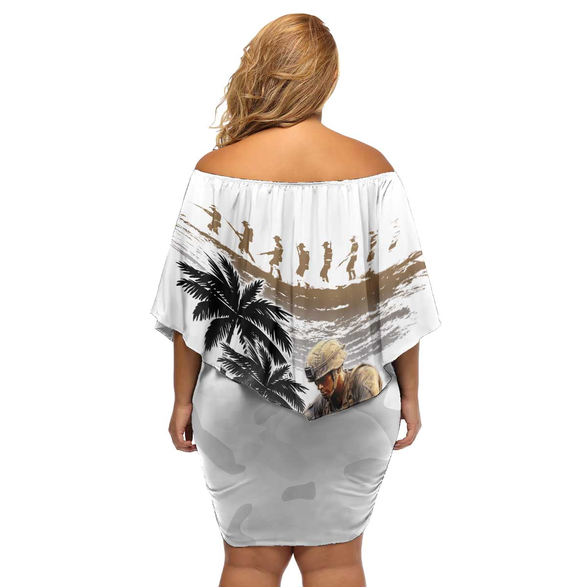 Hawaii Veterans Day Family Matching Off Shoulder Short Dress and Hawaiian Shirt Honor The Fallen Flag Grunge Style LT05 - Polynesian Pride